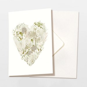 Folding card flowers heart cream with envelope, FSC certified