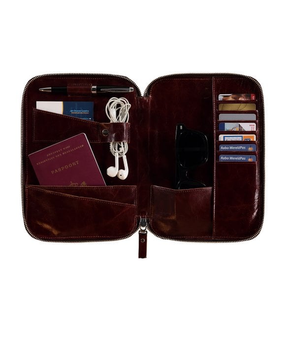 Lena lederen reisetui - bordeaux rood