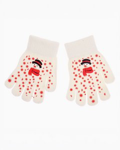 Handschuhe - Weiß mit Schneemännern