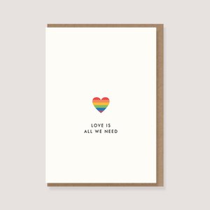 Folding card with envelope - "Rainbow Heart - Love is all we need"