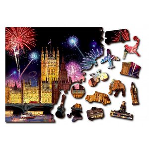 Wooden City 2in1 Houten Legpuzzel, London by Night, BR0006L 37,5x25,4cm