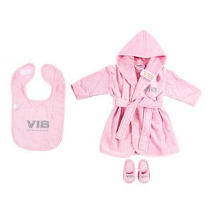 Giftset Roze: Badjas 62-68/Slabbetje/Slippers