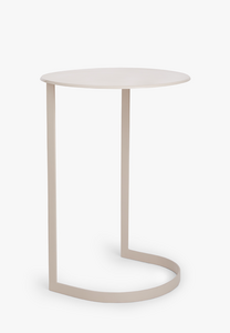 Zijdeglans gecoat metalen bijzettafel Sadie taupe