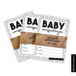 Schede pronostici carte da compilare per baby shower - Nero / bianco per 5 set