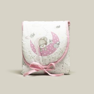 CHANGING MATTRESS FOR TRAVEL - 45X75 CM - COTTON+PLASTIC - MOD. BEAR SLEEPING - PINK