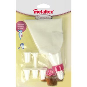Metaltex Piping Bag 23cm + 6 nozzles