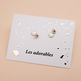 Adorable ball stud earrings in a variety of colors including Prusse, Ambre, Aniline, Corail, Blanc, Noir, Nude, Midnight Blue, Mousse, Brique, Sable, and Massaï.
