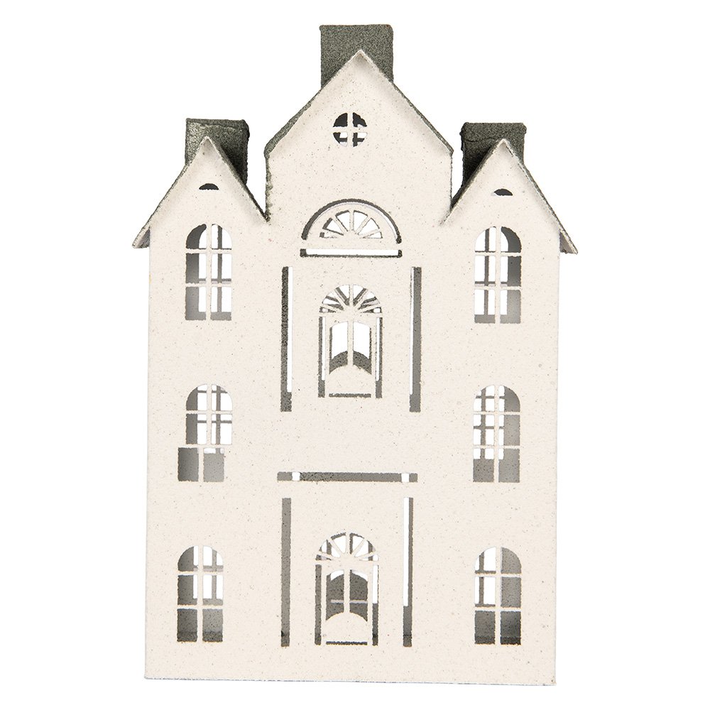 Decoratie Beeld Huis 25x15x47 cm Wit Metaal
