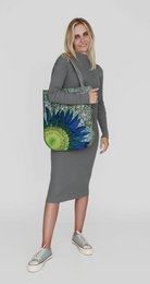 Blue Flower Shoulder Bag In Felt City Line Bertoni