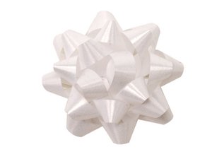 Rosetten Polyband Kangaro 60mm weiß, 25 Stück im Karton