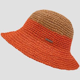  A wide-brimmed straw hat with a colorful striped pattern, perfect for summer sun protection.