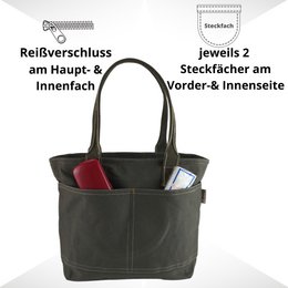 Domelo shopper i voksbehandlet lærred til kvinder. Vandafvisende håndtaske. Vegansk skuldertaske. Monokrom dametaske, der passer til A4