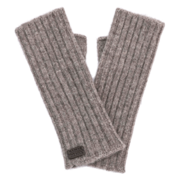 Warm, fingerless gloves made from soft yak wool in a neutral gray color.