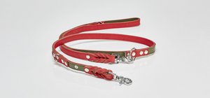 EDELWEISS - Verfijnde hondenriem van robuust gevet leer met handgevlochten details