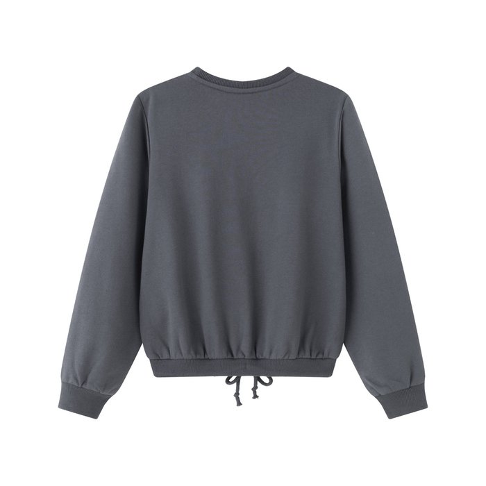 Girl's Sweatshirt With Rib Neck Knotted Hem Gray Online Wholesale |  Orderchamp