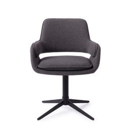 Upholstered swivel dining chair with a modern, minimalist design. Available in multiple color options including grey, chestnut, green, and driftwood.
