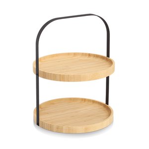 Cake stand, bamboo/metal, black FSC 100%