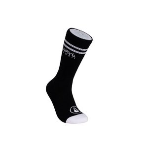 Cotton Crew Socks Stripes + Logo black