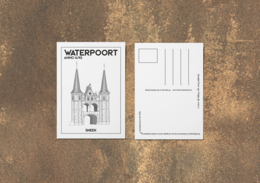 Postcard featuring the Waterpoort landmark in Sneek, Friesland, Netherlands. Available in multiple languages and formats.