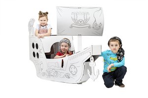 Creatief piratenschip van karton, omlijnd, DIY, wit Large, 3+ jaar Kopie