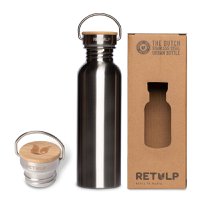 Stainless steel drinking bottle leak-proof bamboo cap STEEL 750 ml