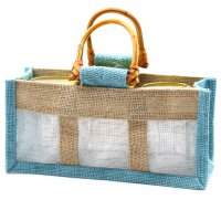 Pure Jute and Cotton Window Gift Bag  - Three Windows Teal