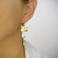 18K gold plated butterfly earrings with Golden Shadow drops