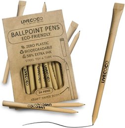 Paper ballpoint pens in a 24-pack, with a black ink point and 0.7 mm thickness.