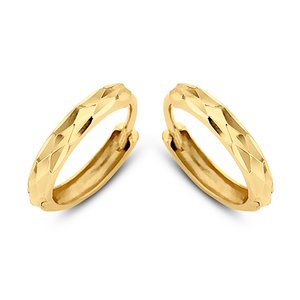 New Bling 9NBG-0048 - Gouden oorringen - 14 Karaat - Bewerkt - 12mm - Geel Goud