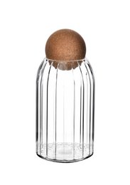 A clear glass food storage container with a round cork lid, designed for modern kitchen use. The container has a capacity of 700ml.