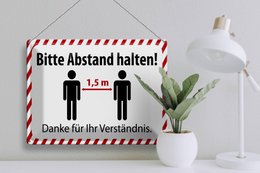 Tin sign note 40x30cm please keep a distance of 1.5 m