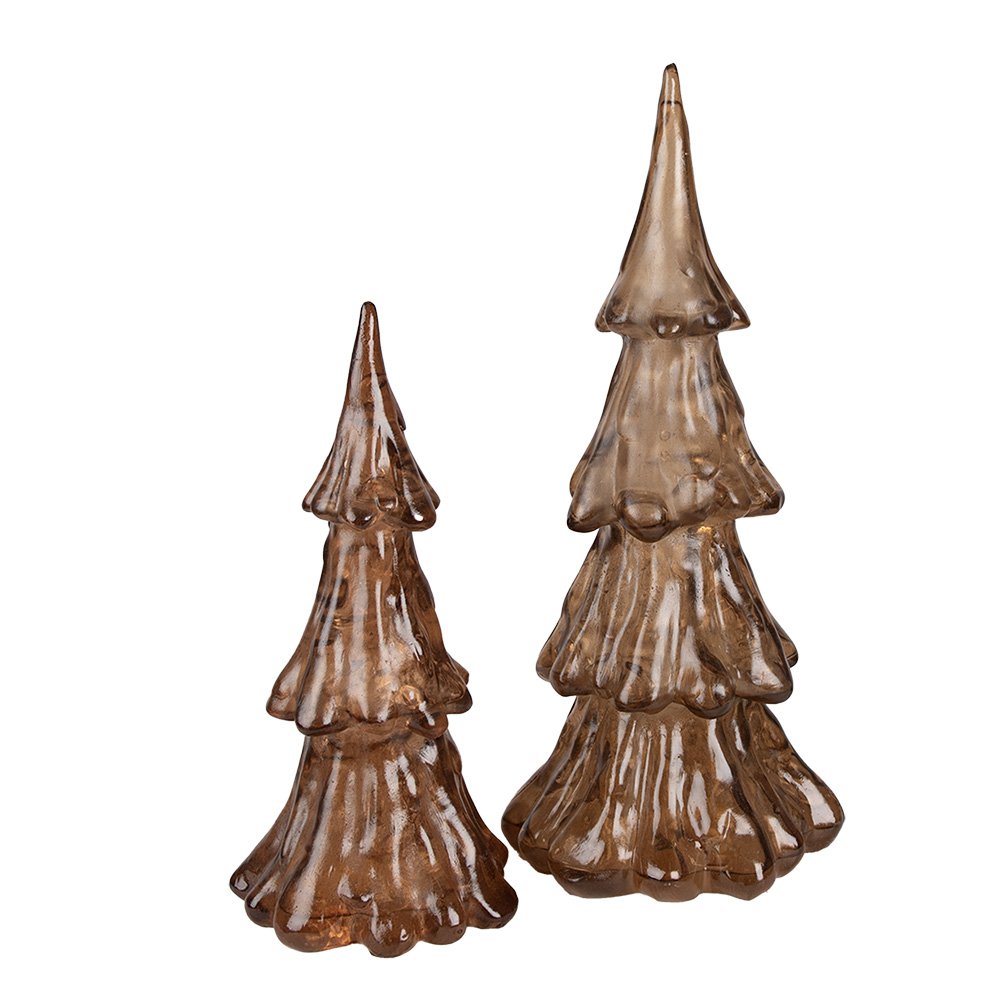 Kerstdecoratie met LED-verlichting Kerstboom Ø 14x33 cm Goudkleurig Bruin Kunststof