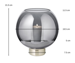 Lantern Jack (H 21 cm, Ø 19.5 cm), dark crystal glass with platinum base