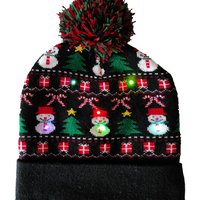 Blinking Beanie "Black Christmas Motifs"