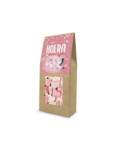 Candy gift box Hooray a girl Birth hearts