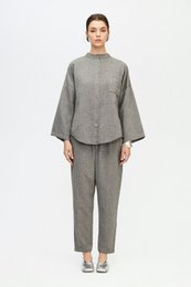 IKIKIZ Grey Cotton Crew Neck Shirt