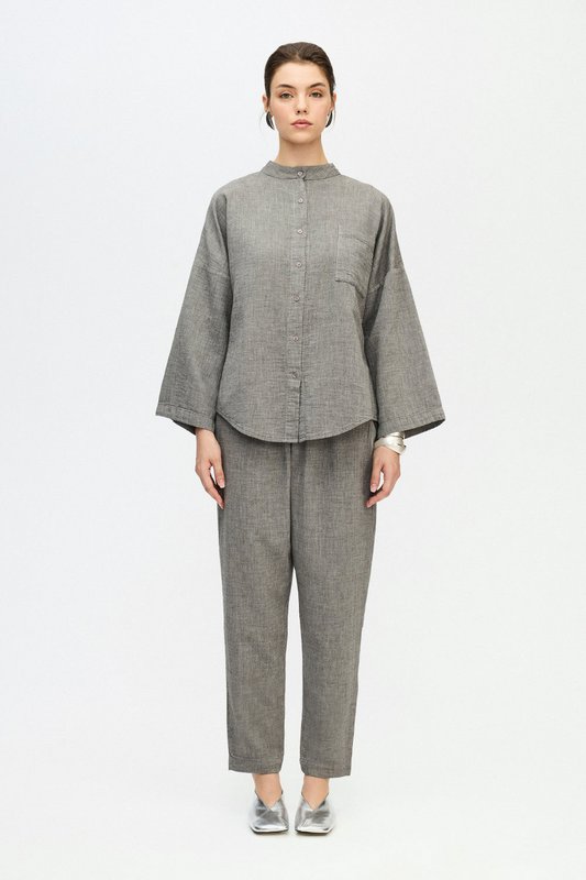 IKIKIZ Grey Cotton Crew Neck Shirt
