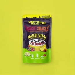 Freeze-dried multi-fruit snack mix with a variety of dried fruits including blueberries, raspberries, and blackberries.