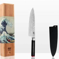 Knife - Gyuto (chef knife) with bamboo Saya and bamboo box - 200 mm blade