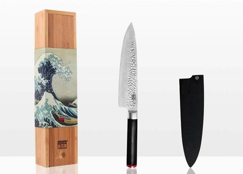 Knife - Gyuto (chef knife) with bamboo Saya and bamboo box - 200 mm blade