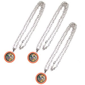 Set van 3 glazen medaillon collier met hanger bedels in oranje ronde rham design inclusief vullingen