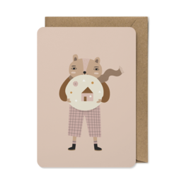 Cute bear-themed, eco-conscious greeting card for Father's Day with whimsical illustration.