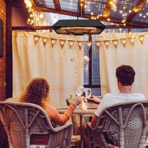 Infrared heater 2000 watt heater with remote control 3 heating levels Protective cover LED display IP45 heater patio heater parking heater infrared heater black