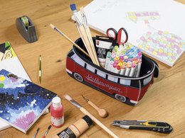 Volkswagen VW T1 Bus 3D Neopren Universaltasche - Klein - /Rot & Schwarz