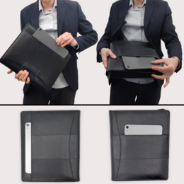 Estuche de cuero para escritura A4 - Carpeta para conferencias - Carpeta para documentos A4 - Funda para tableta y portátil - Carpeta de anillas extraíble