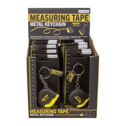"Metal keychain tape measure, yellow and black, compact portable measuring tool, 200cm length"
