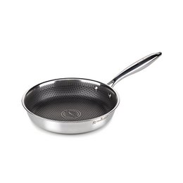  Stainless steel frying pan with perforated surface for even heat distribution and easy food release. Available in 20cm, 24cm, and 28cm sizes.