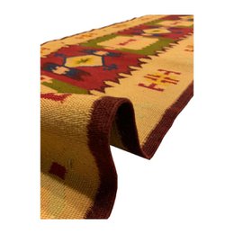 Alfombra vintage de tejido estrecho hecha a mano