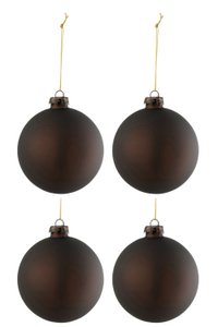 J-Line Christmas bauble Plain - glass - brown - box of 4 - CO