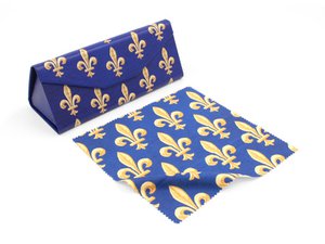 Foldable glasses case + lens cloth, Fleur de Lys